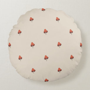 Almohada de patrón de champiñón neutro - Redonda