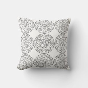 Almohada de Patrón de Estrellas Mandala Blanco Neg