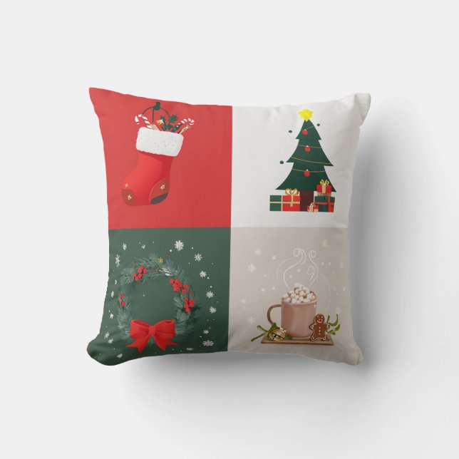 almohada de patrón de imagen de navidades (Anverso)