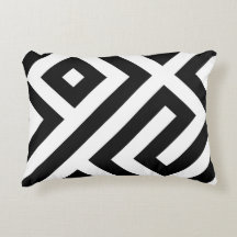 Almohada de patrón de líneas laberínticas en blanc
