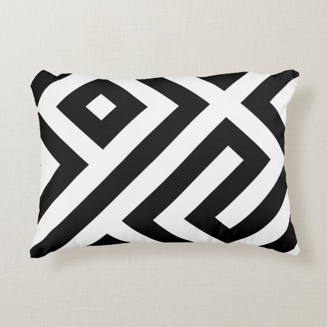Almohada de patrón de líneas laberínticas en blanc (Anverso)
