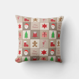 Almohada de Patrón de Navidad - Fondo Tonos Beige
