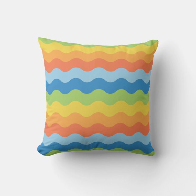 Almohada de patrón de ondas multicolores (Anverso)