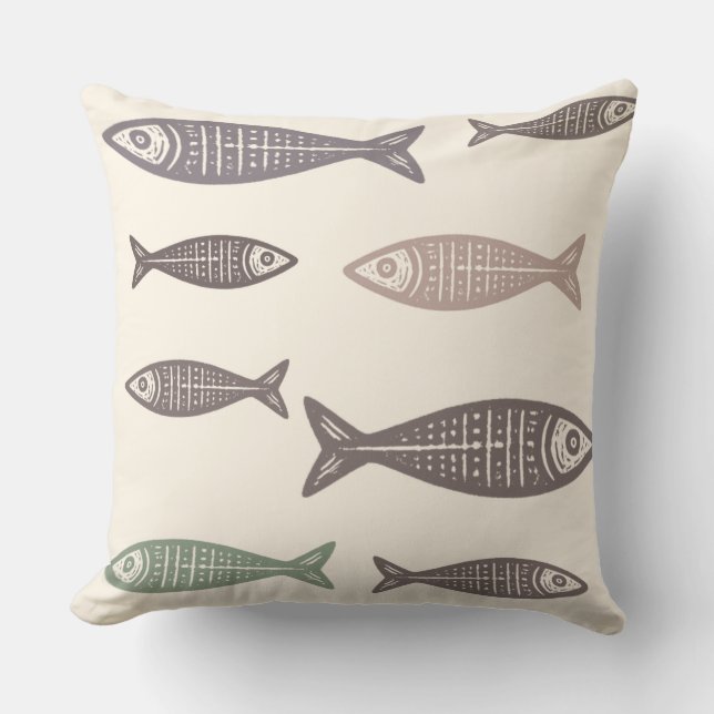 Almohada de patrón de pescado costero (Anverso)