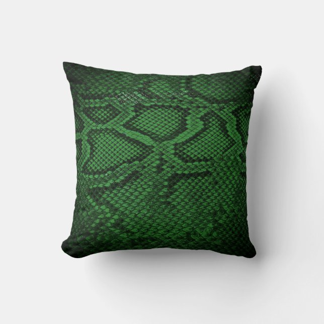 almohada de patrón de Piel de serpiente verde oscu (Anverso)