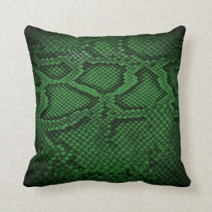 almohada de patrón de Piel de serpiente verde oscu