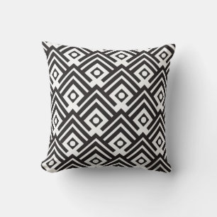 almohada de patrón de puntos chevron negro y blanc