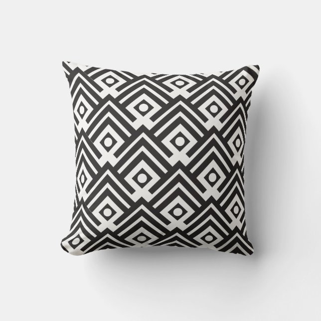 almohada de patrón de puntos chevron negro y blanc (Anverso)