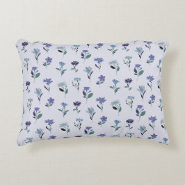 Almohada de Patrón Floral Azul Decoración Botánica