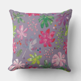 Almohada de Patrón Floral Púrpura – Jardín Rosa y