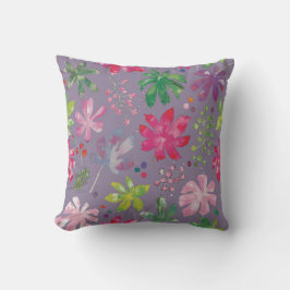 Almohada de Patrón Floral Púrpura – Jardín Rosa y