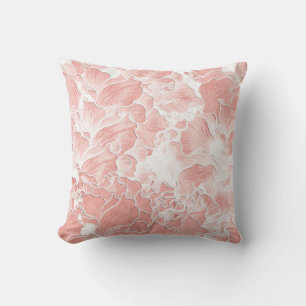 Almohada de patrón floral suave en melocotón y ros