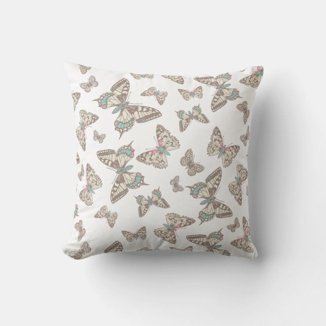 almohada de patrón gráfico de mariposas (Anverso)