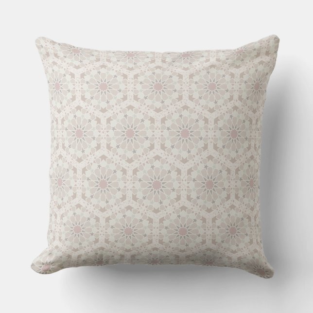 almohada de patrón marroquí rosa pastel (Anverso)