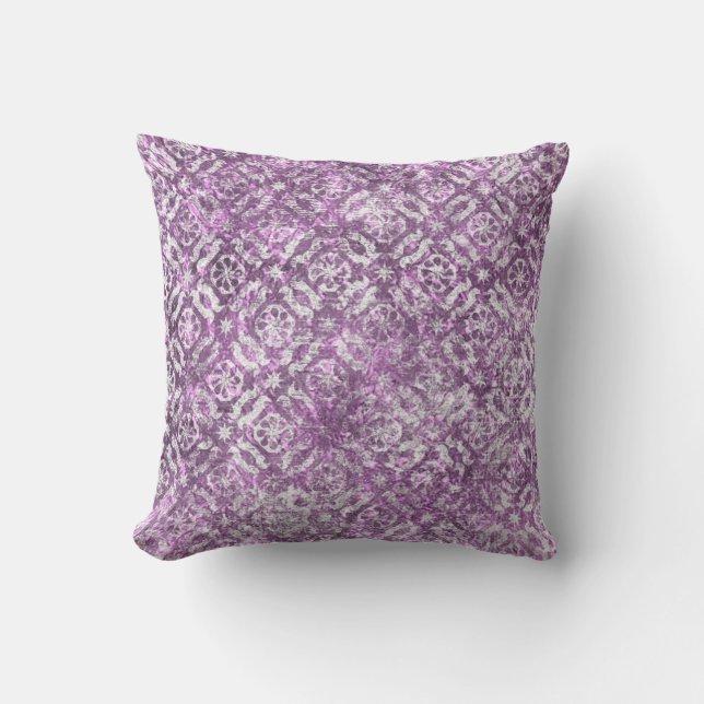 almohada de patrón morado y blanco (Anverso)