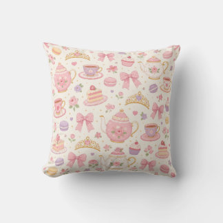 Almohada de patrón pastel de tetera floral vintage