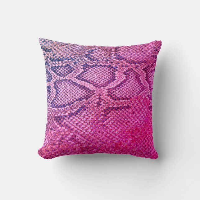 almohada de patrón Piel de serpiente rosa (Anverso)