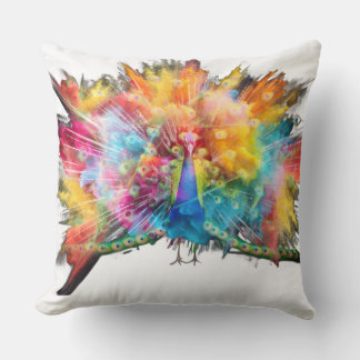 almohada de pavo real multicolor