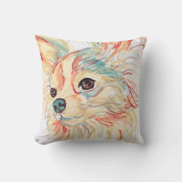 Almohada de pelo largo de la chihuahua del arte