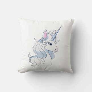 Almohada de perfil de Unicornio Blanco Majestuoso