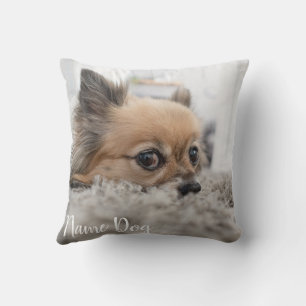 almohada de perro chihuahua impresa con el nombre