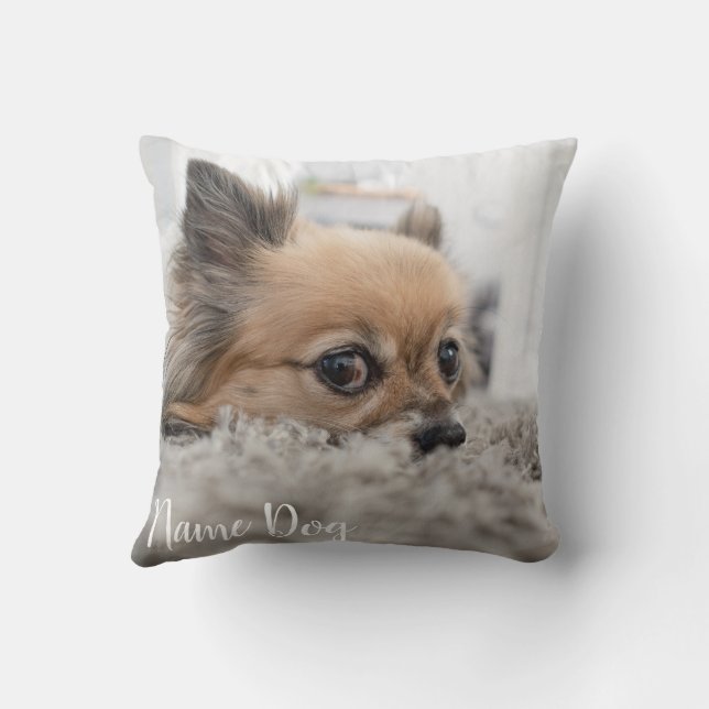 almohada de perro chihuahua impresa con el nombre  (Reverso)