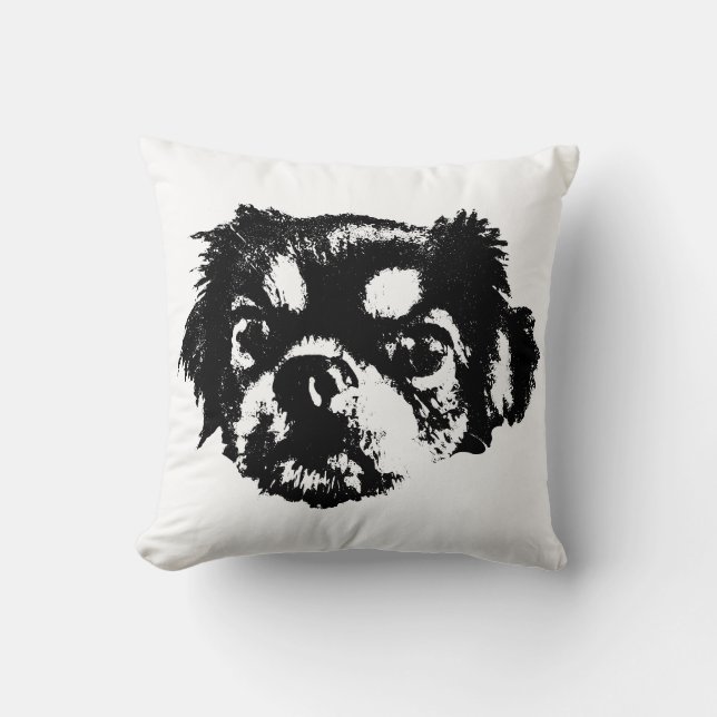 Almohada de perro Chihuahua suave – Arte de línea  (Anverso)