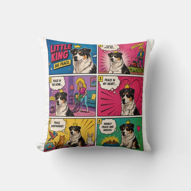 Almohada de perro de cómic Peace And Snacks (Anverso)