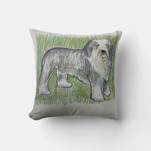 Almohada de perro de pastor inglés antiguo (Anverso)