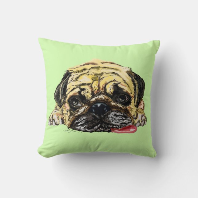Almohada de perro de pug (Anverso)
