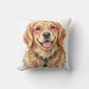 Almohada de perro glamuroso Retriever Dorado con g