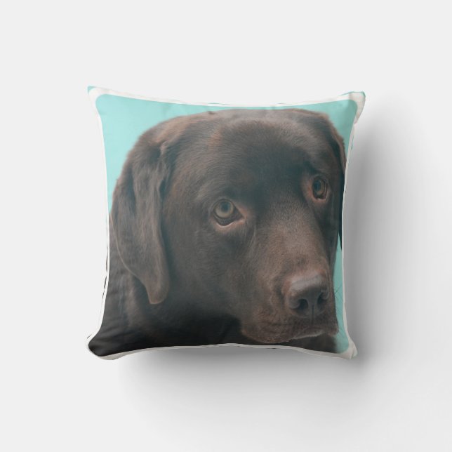 Almohada de perro labrador de chocolate (Anverso)