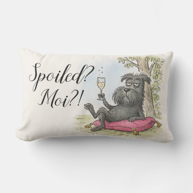 Almohada de perro negro Schnauzer mimado (Anverso)