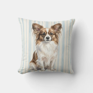 Almohada de perro Papillon con acuarela