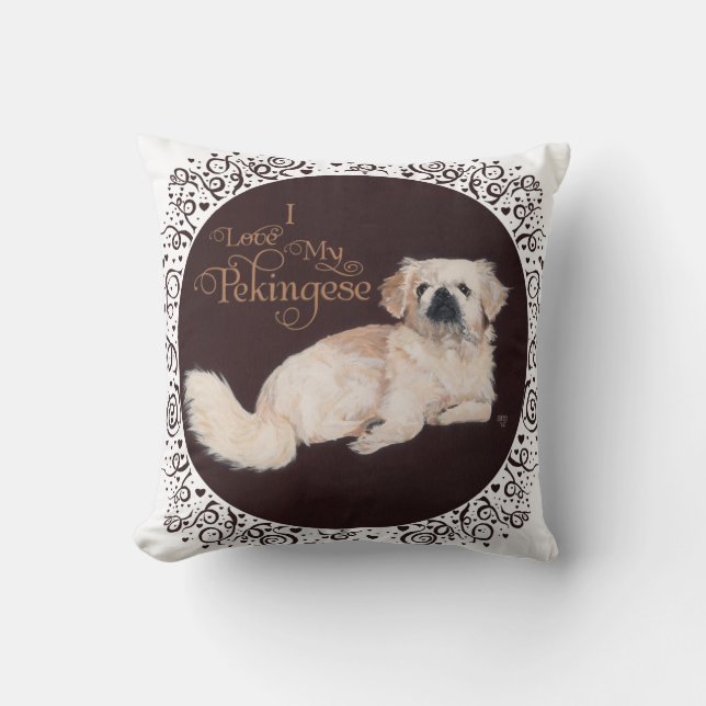 Almohada de perro pekinés blanco (Anverso)