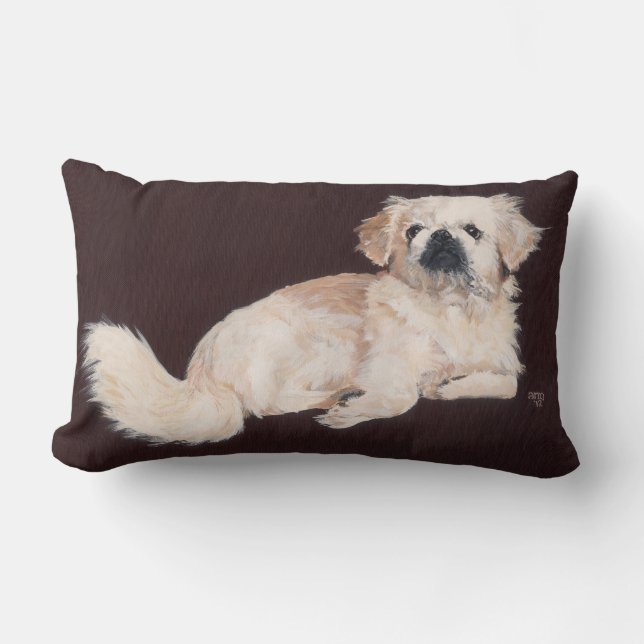 Almohada de perro pekinés blanco (Anverso)
