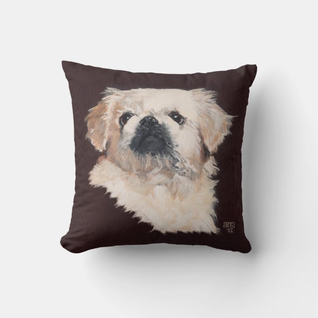 Almohada de perro pekinés blanco (Anverso)