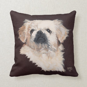 Almohada de perro pekinés blanco
