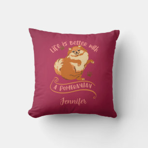 Almohada de perro pomerania rosa