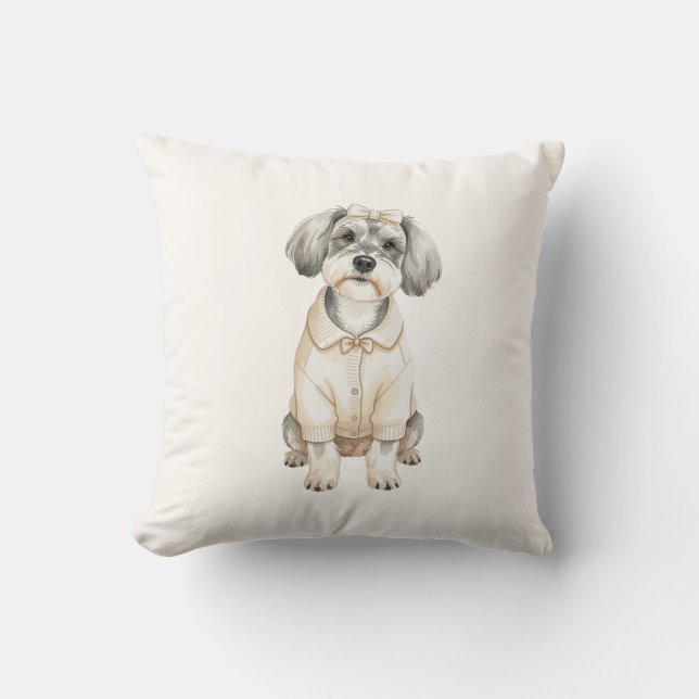 Almohada de perro schnauzer lindo de orejas largas (Anverso)