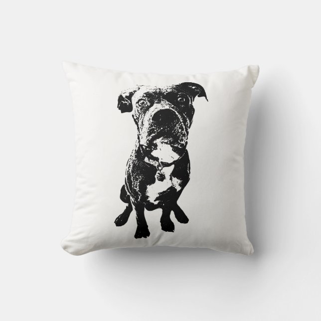 Almohada de Perro Sentado – Perro Sentado en Estil (Anverso)