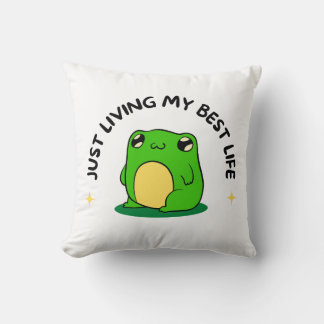Almohada de personaje de rana simple linda verde