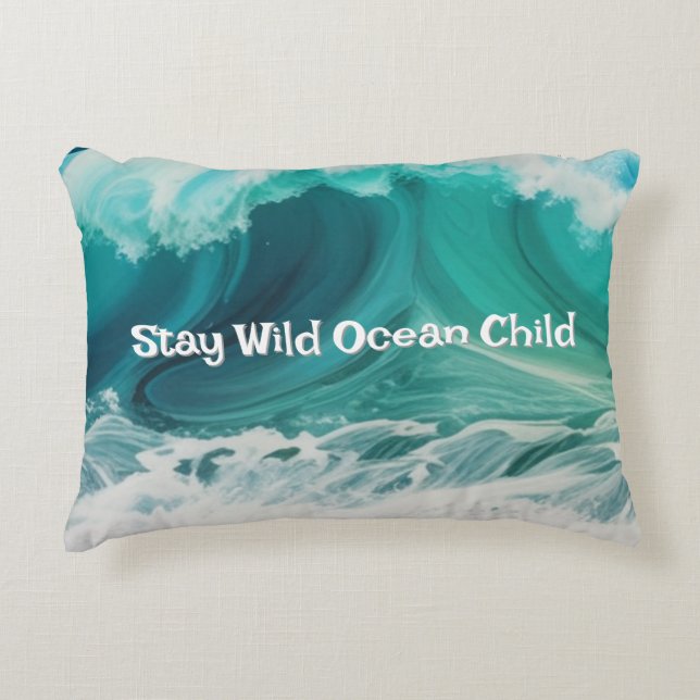 almohada de personalizable "Stay Wild Ocean Child" (Anverso)