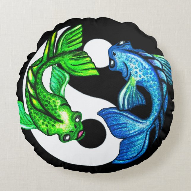 almohada de pescado Yin-Yang Koi (Anverso)