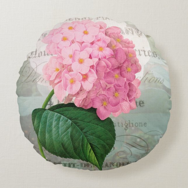 Almohada de Petal de Hidrangea Rosa Redoute (Anverso)