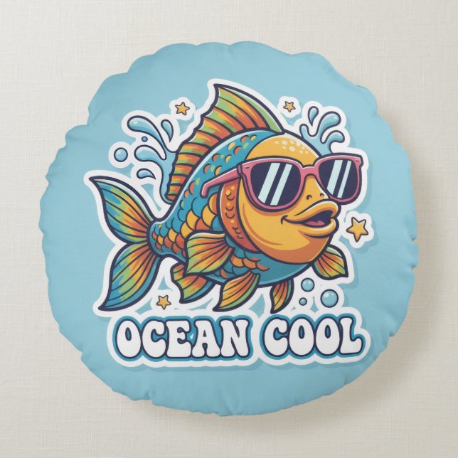 Almohada de pez funky con gafas de sol (Anverso)