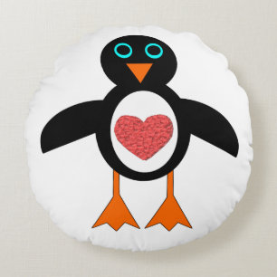 Almohada de Pingüino de Corazón de Amor Cuto