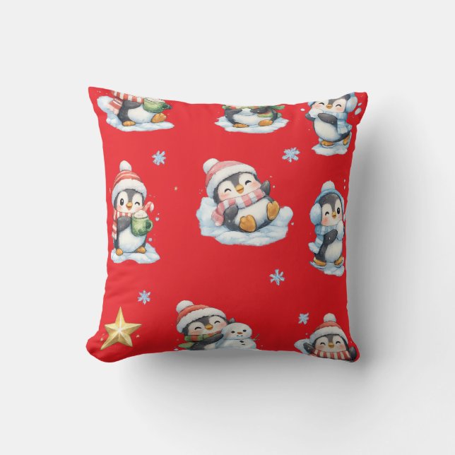 Almohada de pingüino de Navidad (Anverso)