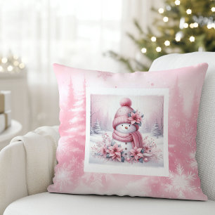 Almohada de Pinkmas de muñeco de nieve acogedor De