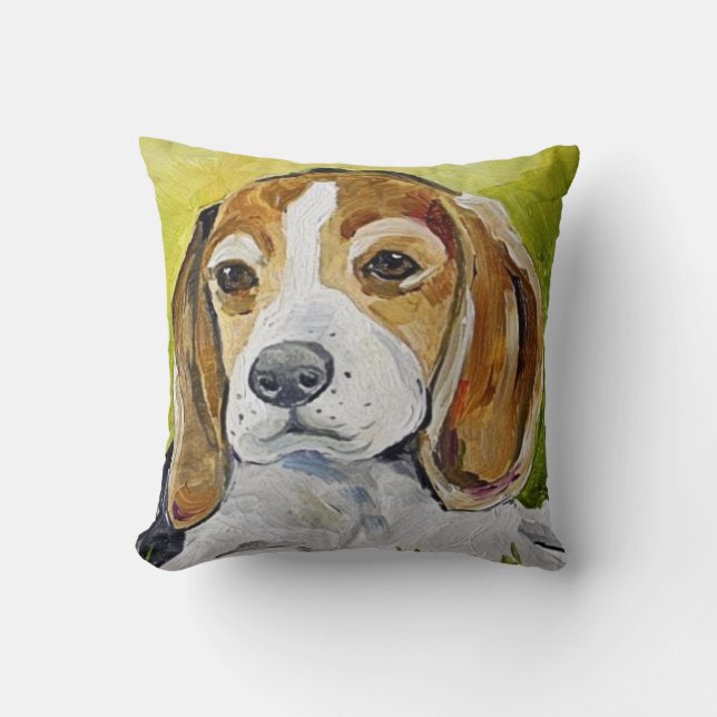 almohada de pintura beagle (Anverso)